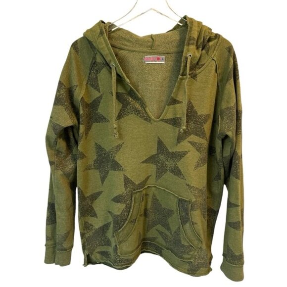 Dari | Green Star Print Hoodie Size L - Picture 1 of 7